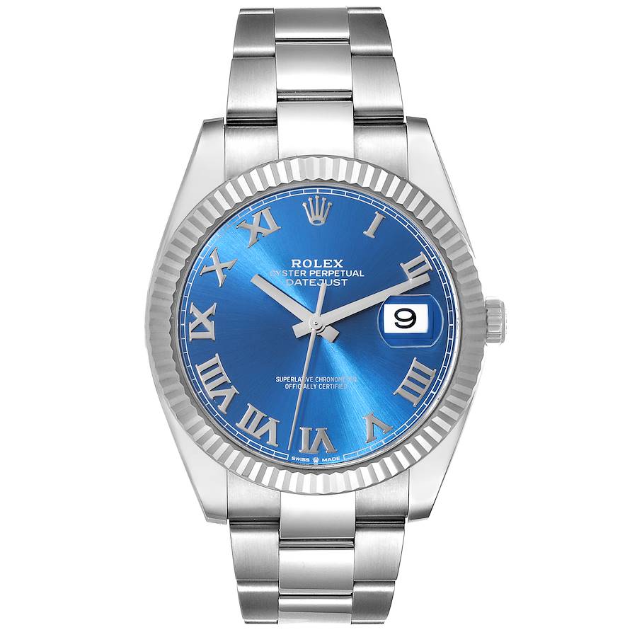 Reloj réplica para hombre: Rolex Datejust 41, acero y oro blanco, azul, esfera con números romanos, 126334 — para coleccionistas – Foto 2