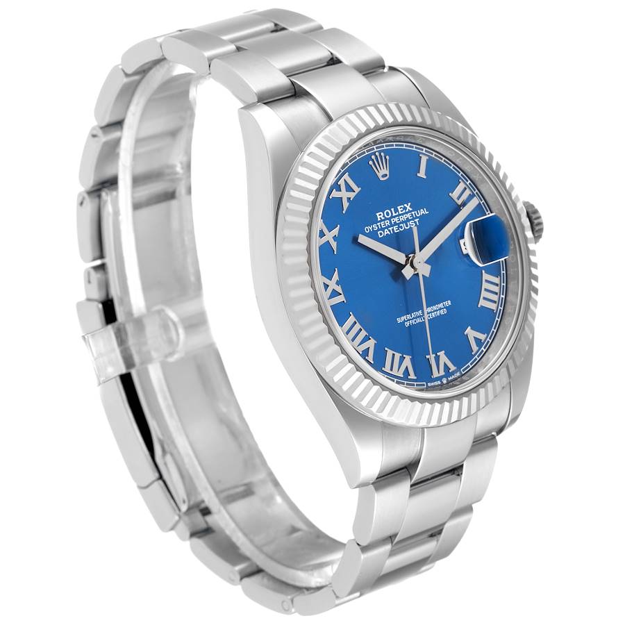 Reloj réplica para hombre: Rolex Datejust 41, acero y oro blanco, azul, esfera con números romanos, 126334 — para coleccionistas – Foto 3