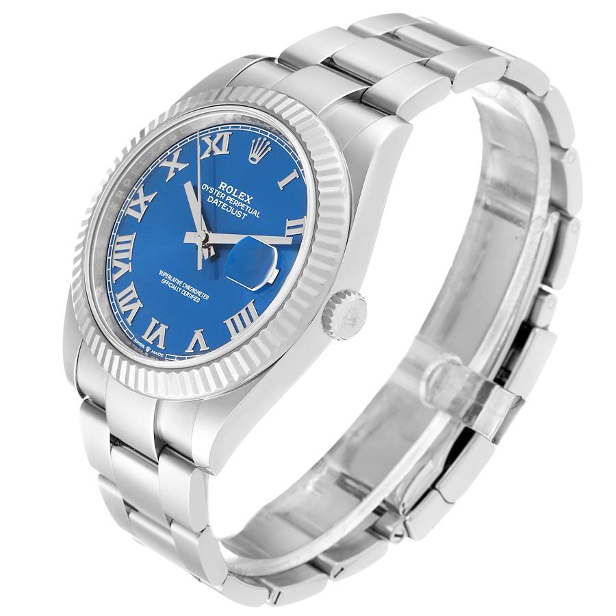 Reloj réplica para hombre: Rolex Datejust 41, acero y oro blanco, azul, esfera con números romanos, 126334 — para coleccionistas – Foto 4