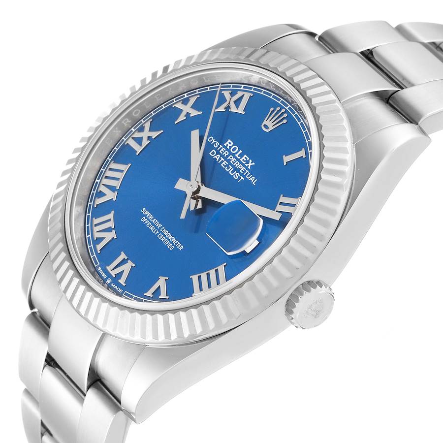 Reloj réplica para hombre: Rolex Datejust 41, acero y oro blanco, azul, esfera con números romanos, 126334 — para coleccionistas – Foto 5