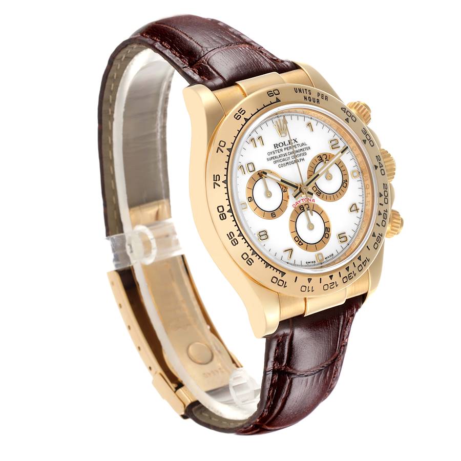 Reloj réplica para hombre: Rolex Daytona, oro amarillo, esfera blanca, marrón, correa, 116518 — nuevo – Foto 3