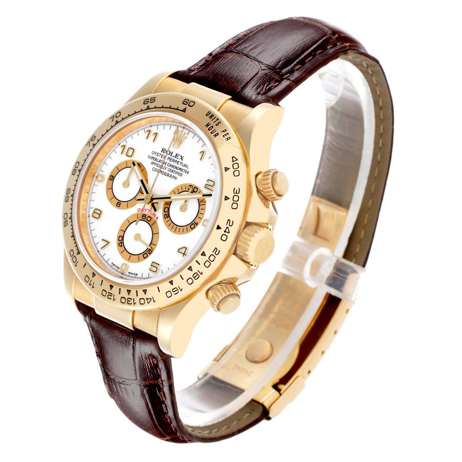 Reloj réplica para hombre: Rolex Daytona, oro amarillo, esfera blanca, marrón, correa, 116518 — nuevo – Foto 4