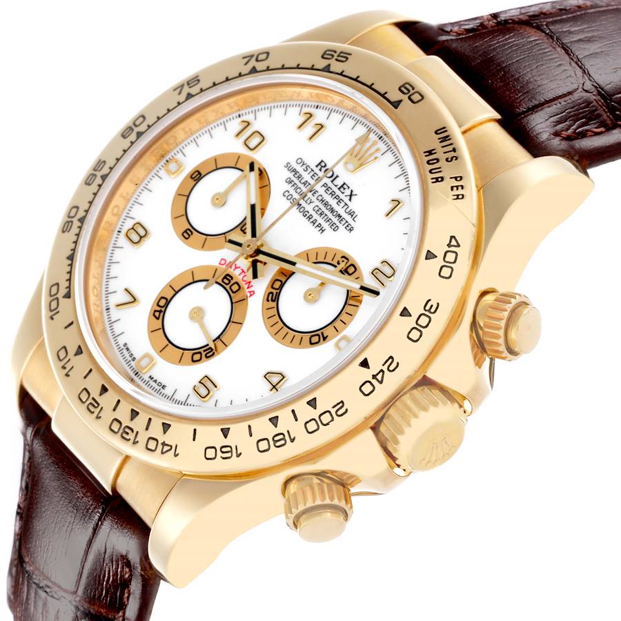 Reloj réplica para hombre: Rolex Daytona, oro amarillo, esfera blanca, marrón, correa, 116518 — nuevo – Foto 5