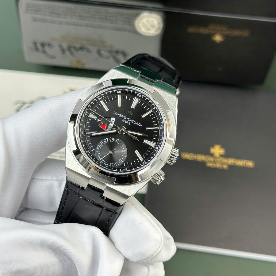Reloj réplica: Vacheron Constantin Overseas, doble huso horario, 7900V/110A-B546, esfera negra, y, correa de piel, 41 mm — exclusivo – Foto 4
