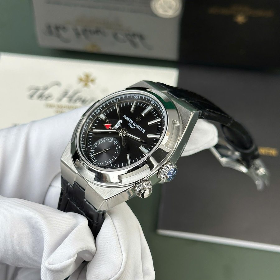 Reloj réplica: Vacheron Constantin Overseas, doble huso horario, 7900V/110A-B546, esfera negra, y, correa de piel, 41 mm — exclusivo – Foto 5