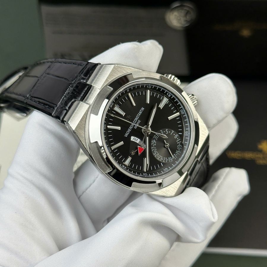 Reloj réplica: Vacheron Constantin Overseas, doble huso horario, 7900V/110A-B546, esfera negra, y, correa de piel, 41 mm — exclusivo – Foto 6