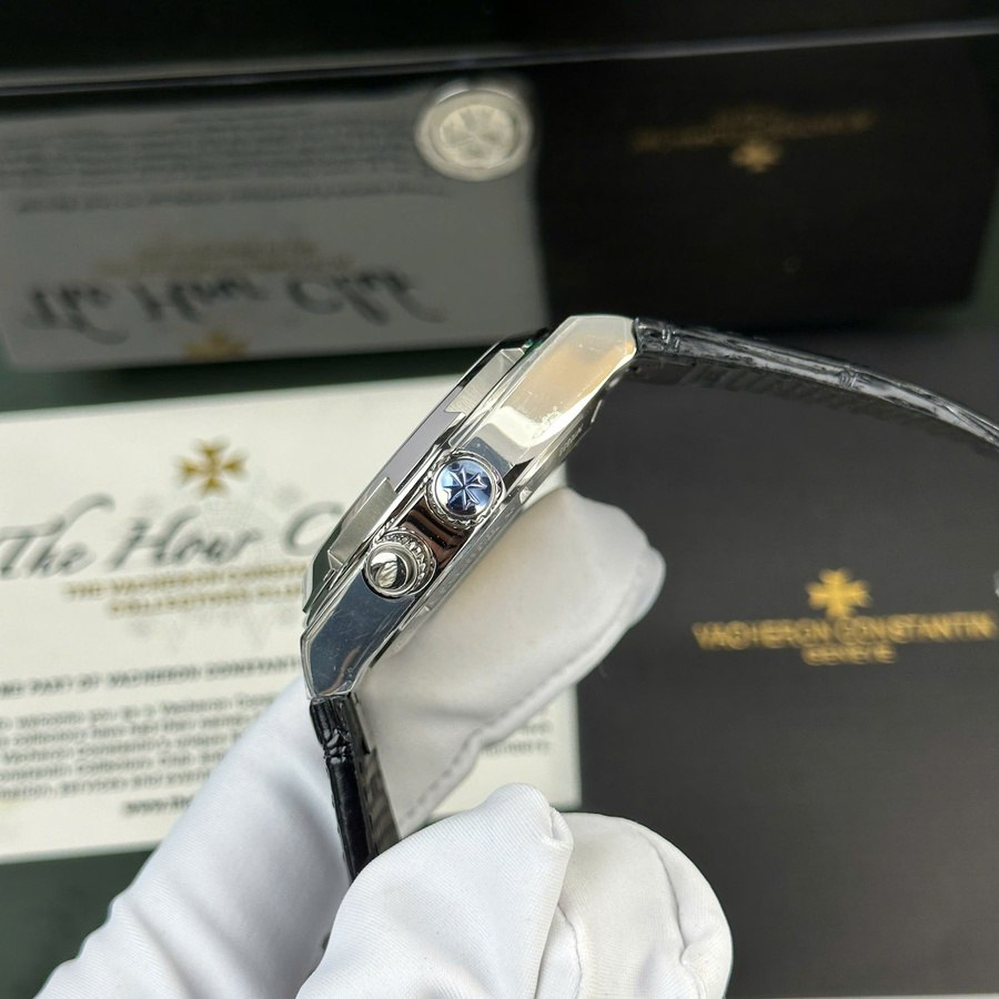 Reloj réplica: Vacheron Constantin Overseas, doble huso horario, 7900V/110A-B546, esfera negra, y, correa de piel, 41 mm — exclusivo – Foto 8