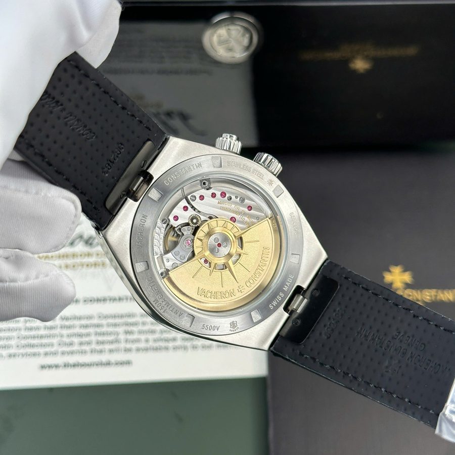 Reloj réplica: Vacheron Constantin Overseas, doble huso horario, 7900V/110A-B546, esfera negra, y, correa de piel, 41 mm — exclusivo – Foto 9